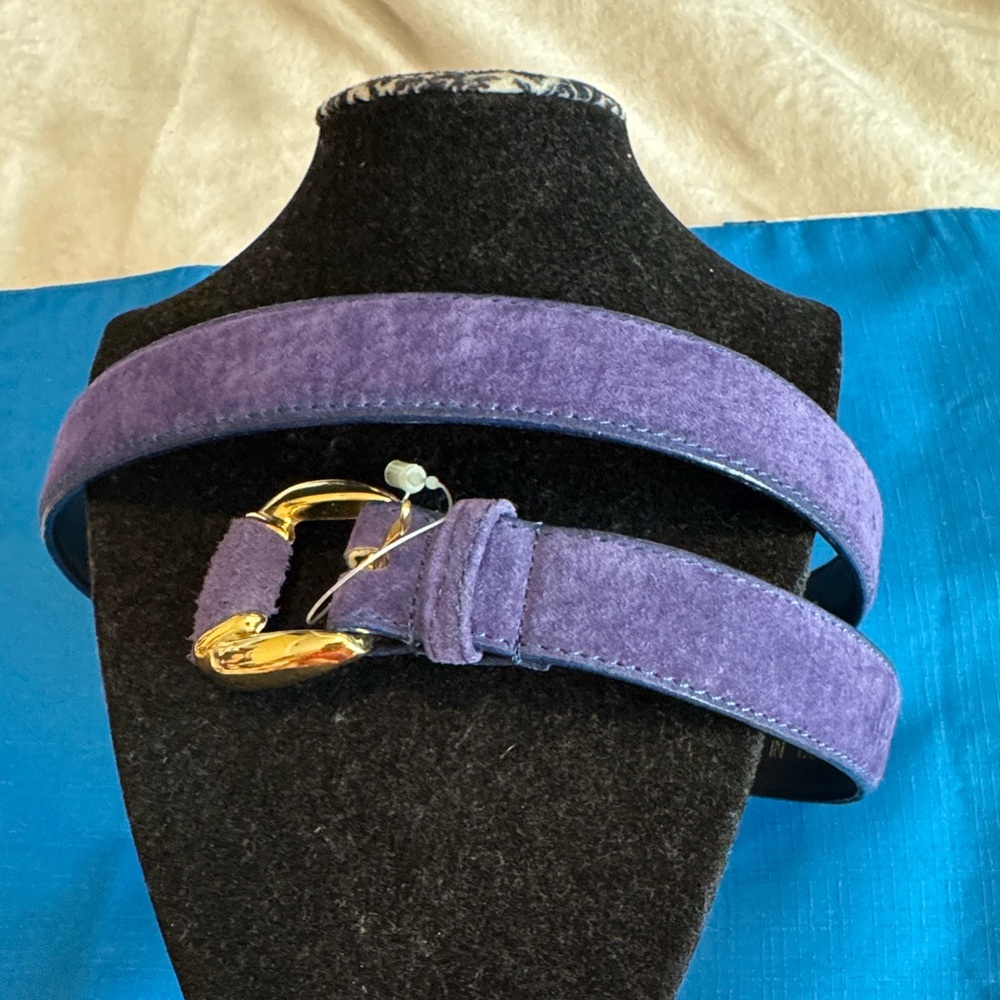 Milor Genuine Leather Violet Belt with Gold-Tone Buckle